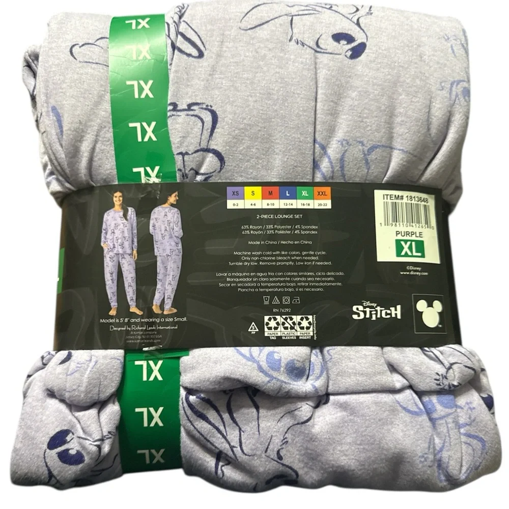 Disney Purple Stitch Pajama Set NWT Size XL - Picture 3 of 5